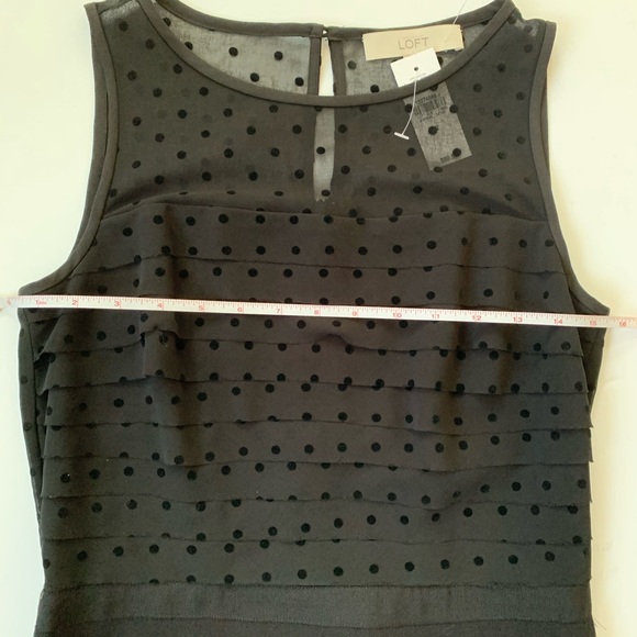 Loft NWT Black Polka Dot Layered Sheath Dress sz 2 - Picture 9 of 12